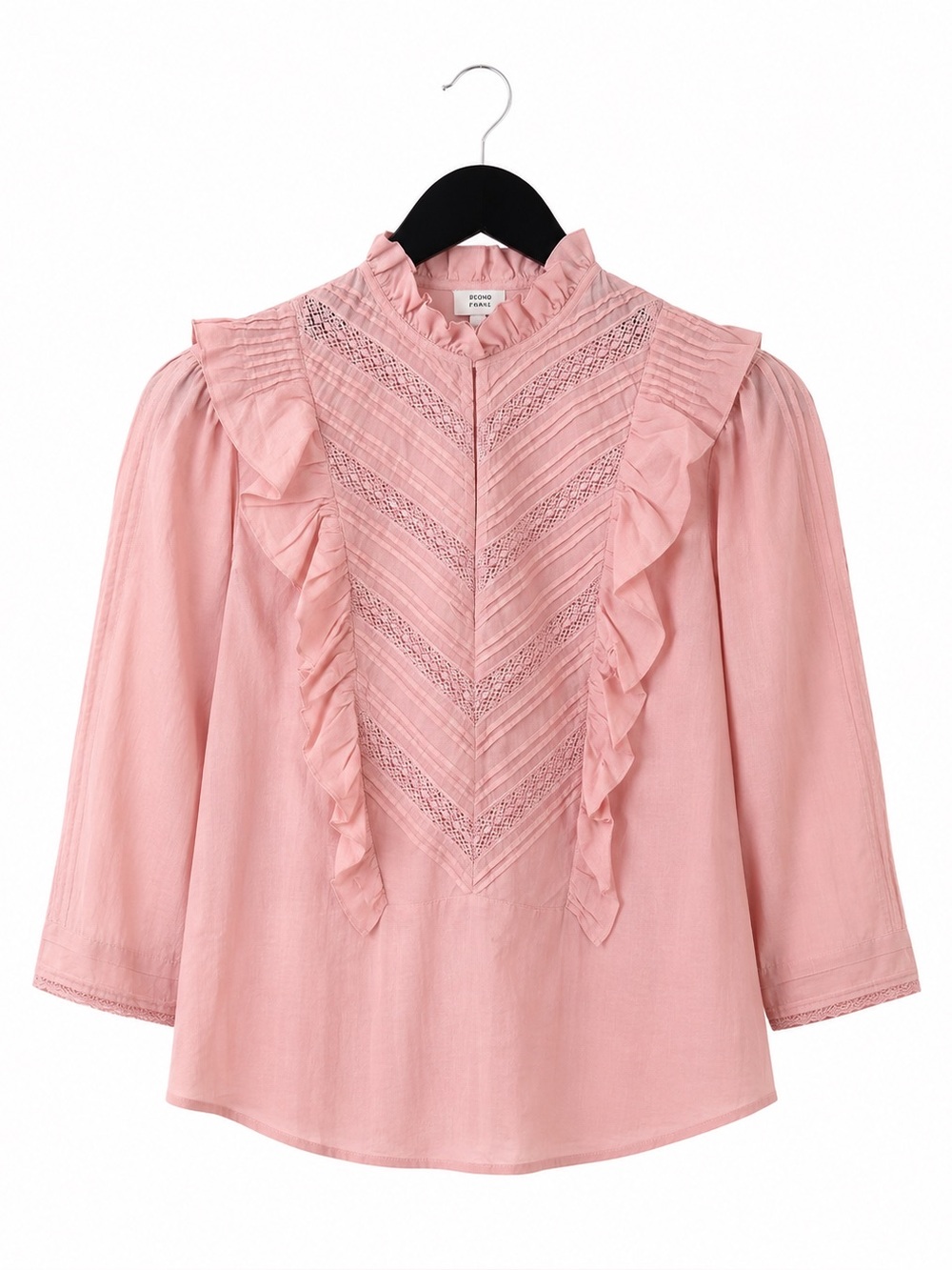 St. Roche Ruffle Long Sleeve Linde Blouse‎ Blush Pink XS Lace Romantic Feminine
